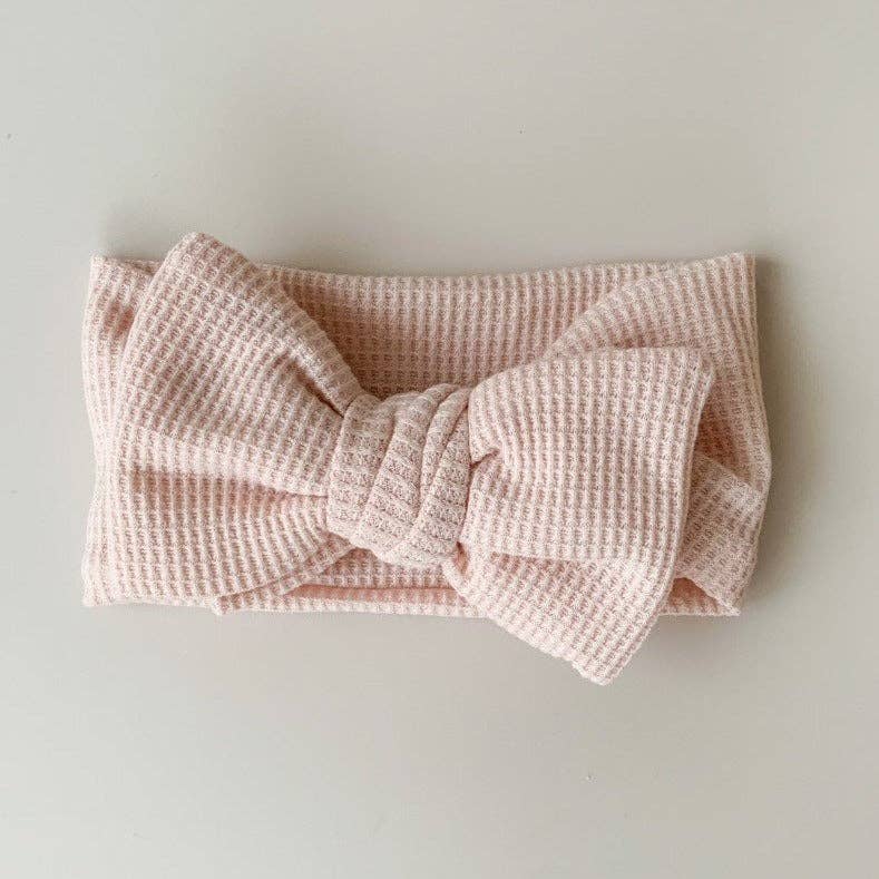Chunky Waffle Bow Headband - Beige - Image 3