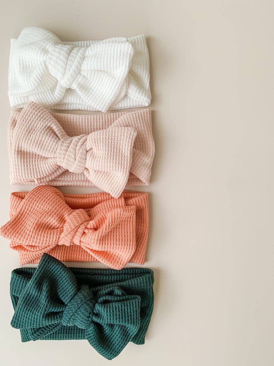 Chunky Waffle Bow Headband - Beige - Image 4