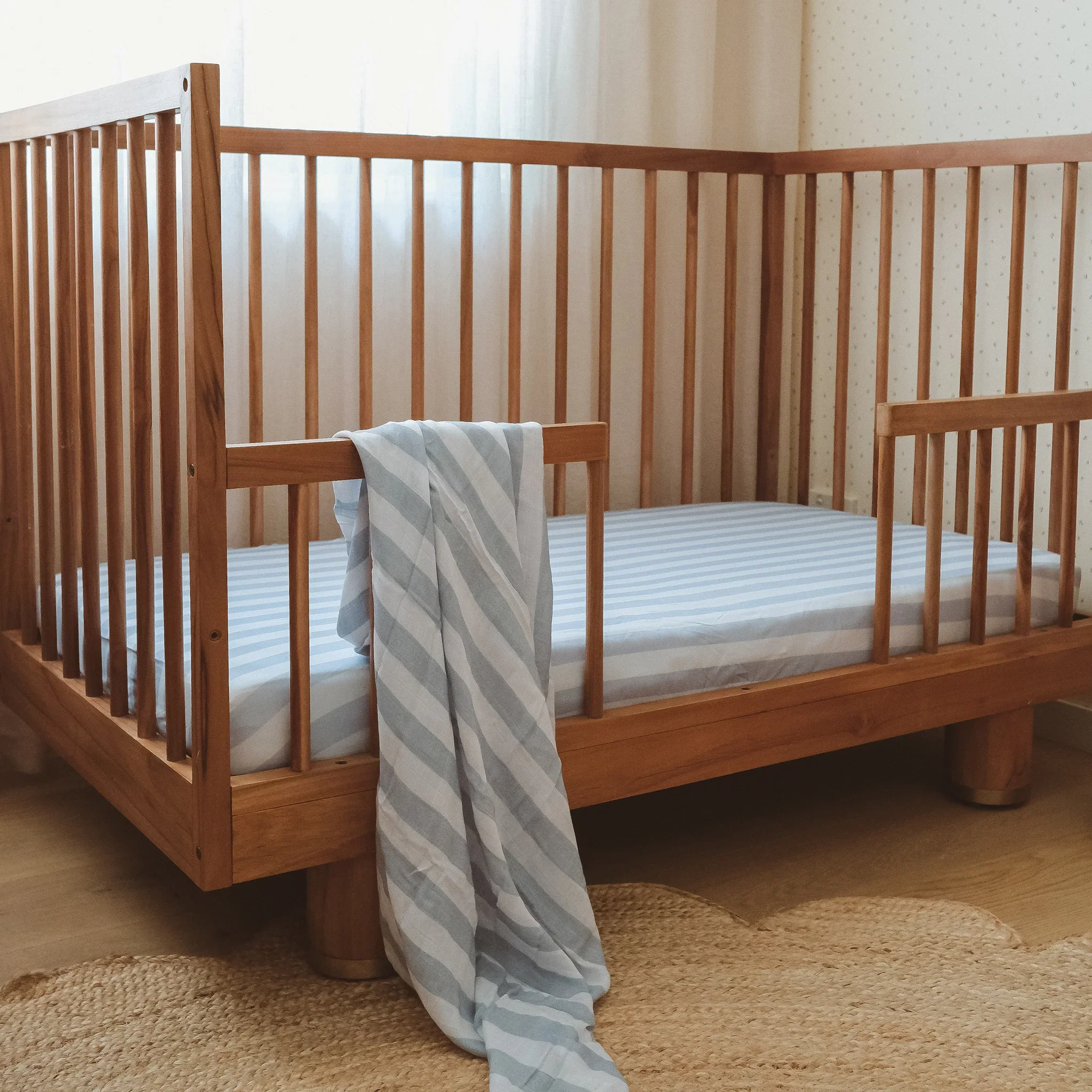 Cot | Fitted Sheet/Change Pad Cover | Organic - Cloud Stripe - Image 3