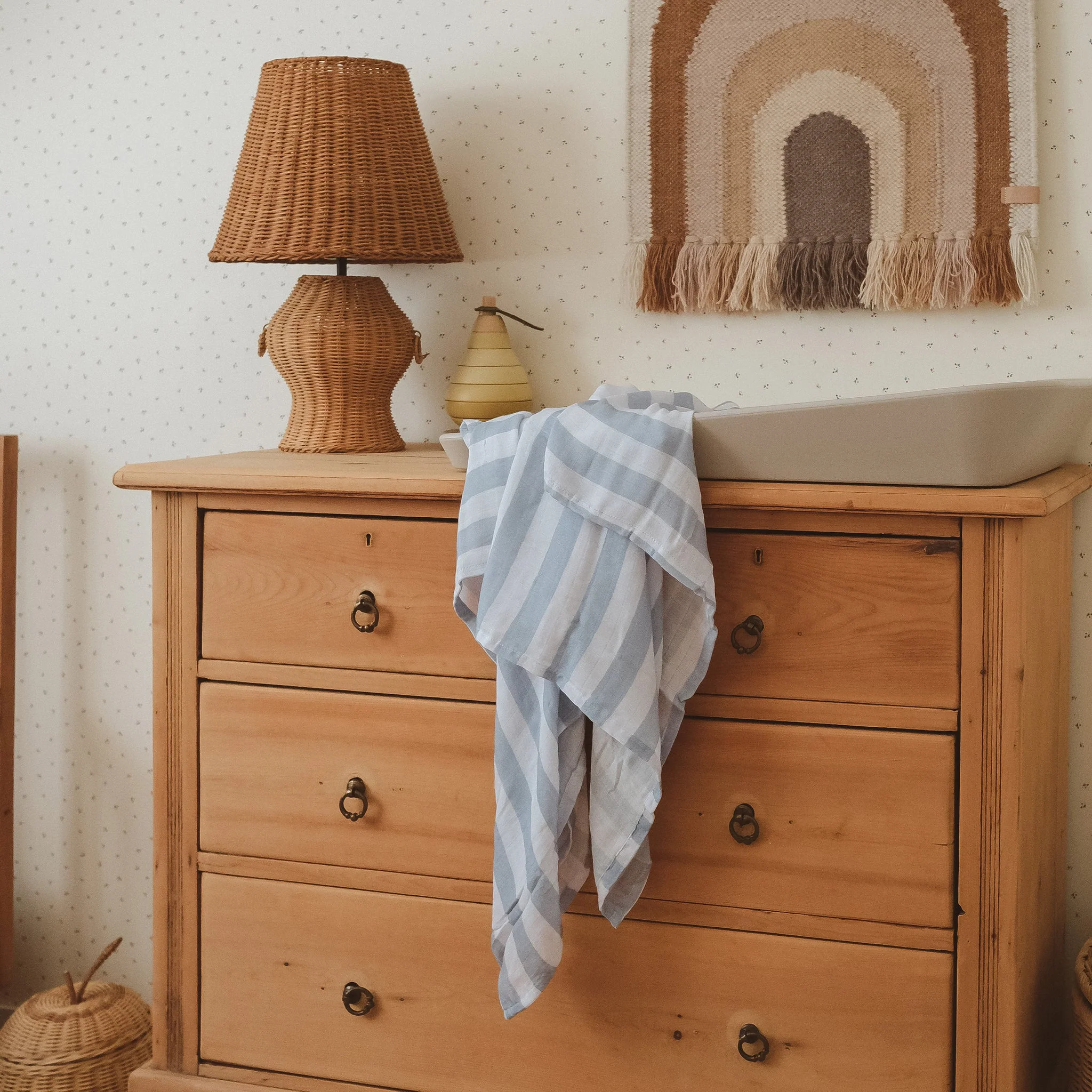 Cot | Fitted Sheet/Change Pad Cover | Organic - Cloud Stripe - Image 5