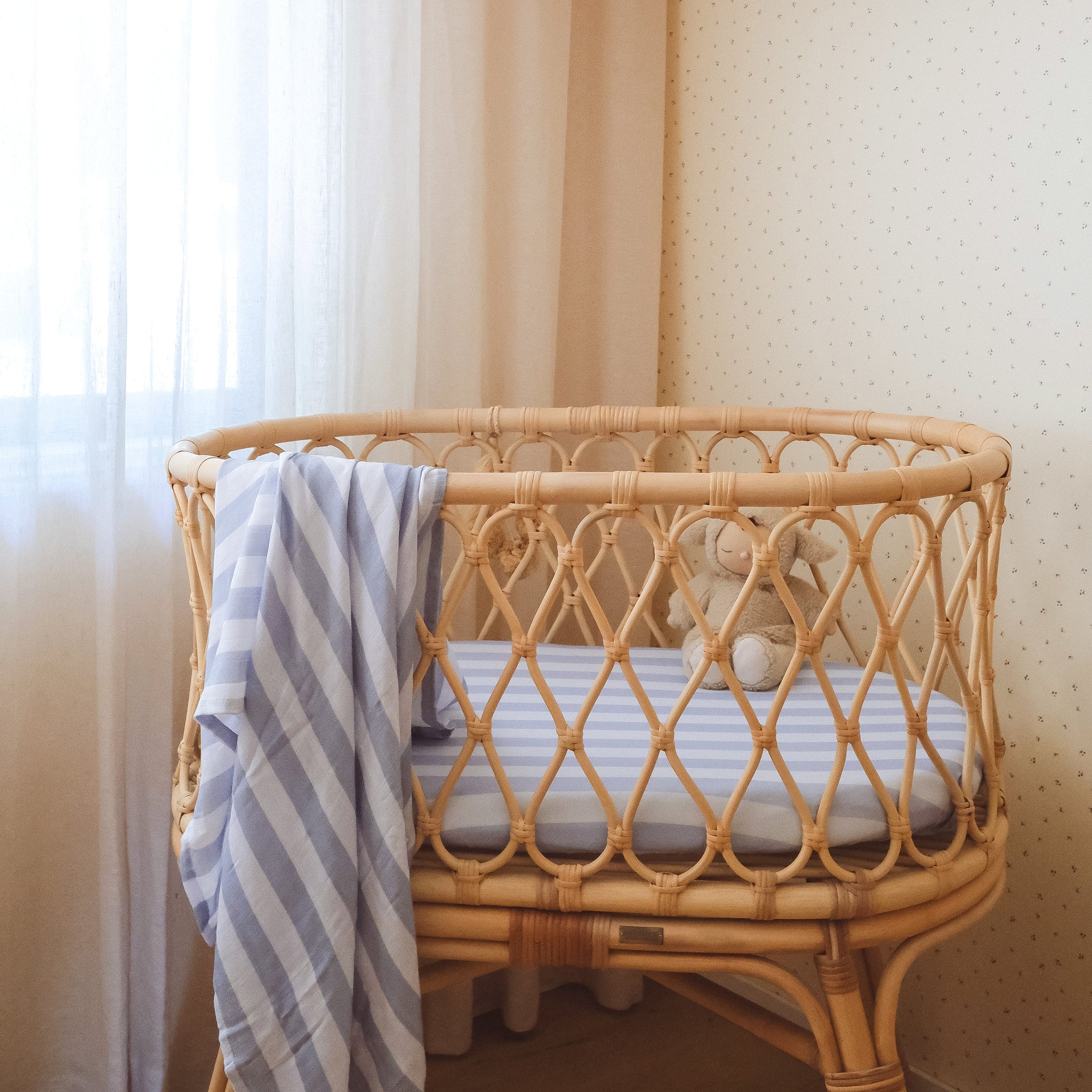 Cot | Fitted Sheet/Change Pad Cover | Organic - Cloud Stripe - Image 8