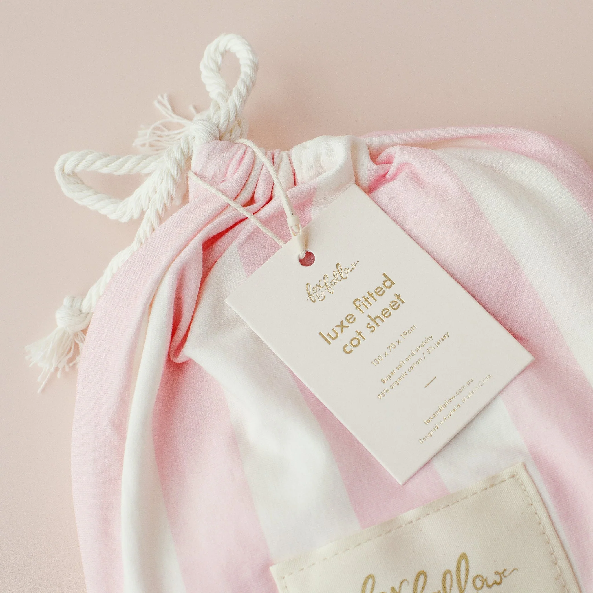 Cot | Fitted Sheet/Change Pad Cover | Organic - Petal Stripe - Image 6